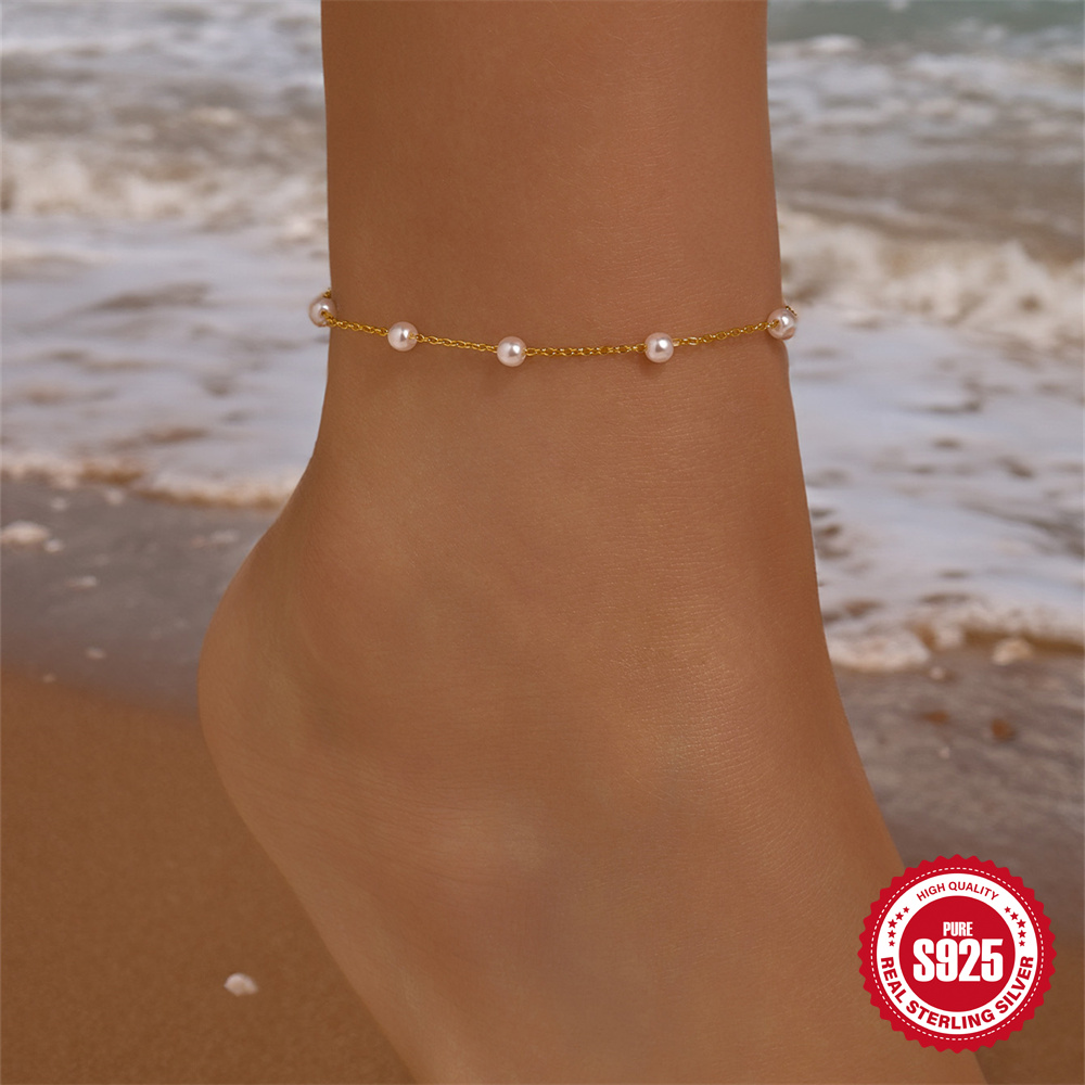 Beaded Anklet Chain - Браслет на щиколотку AIDE из стерлингового