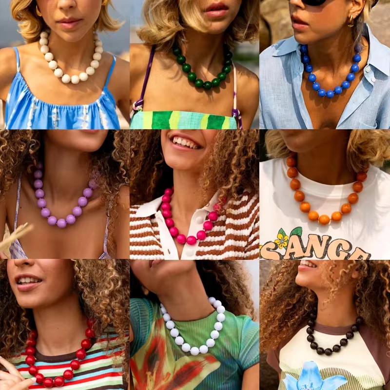 Women Accessories In Wholesale - Tocona, новое красочное колье-чокер с большими
