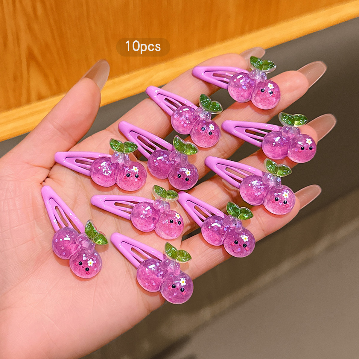Women'S Affordable Accessories - 10 фиолетовых заколок-невидимок в форме вишни,